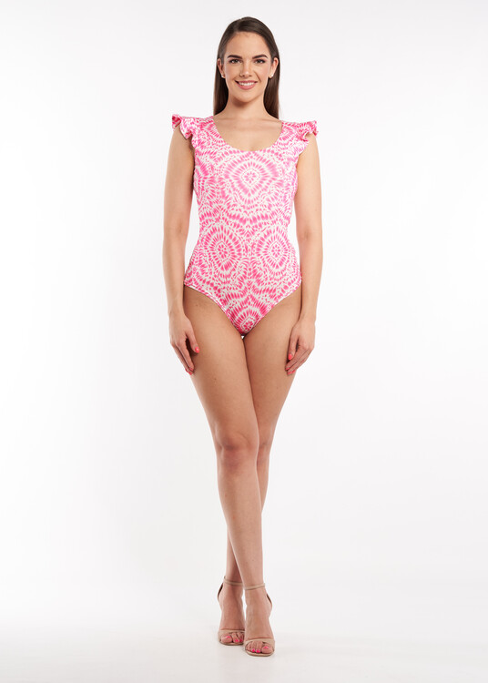 Fodros vállú mandala mintás dekoltált body