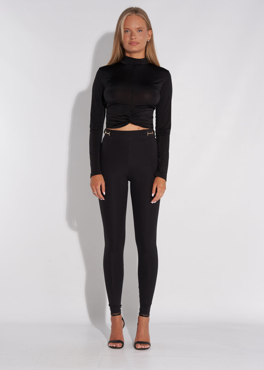 Magas nyakú elől csavart crop top