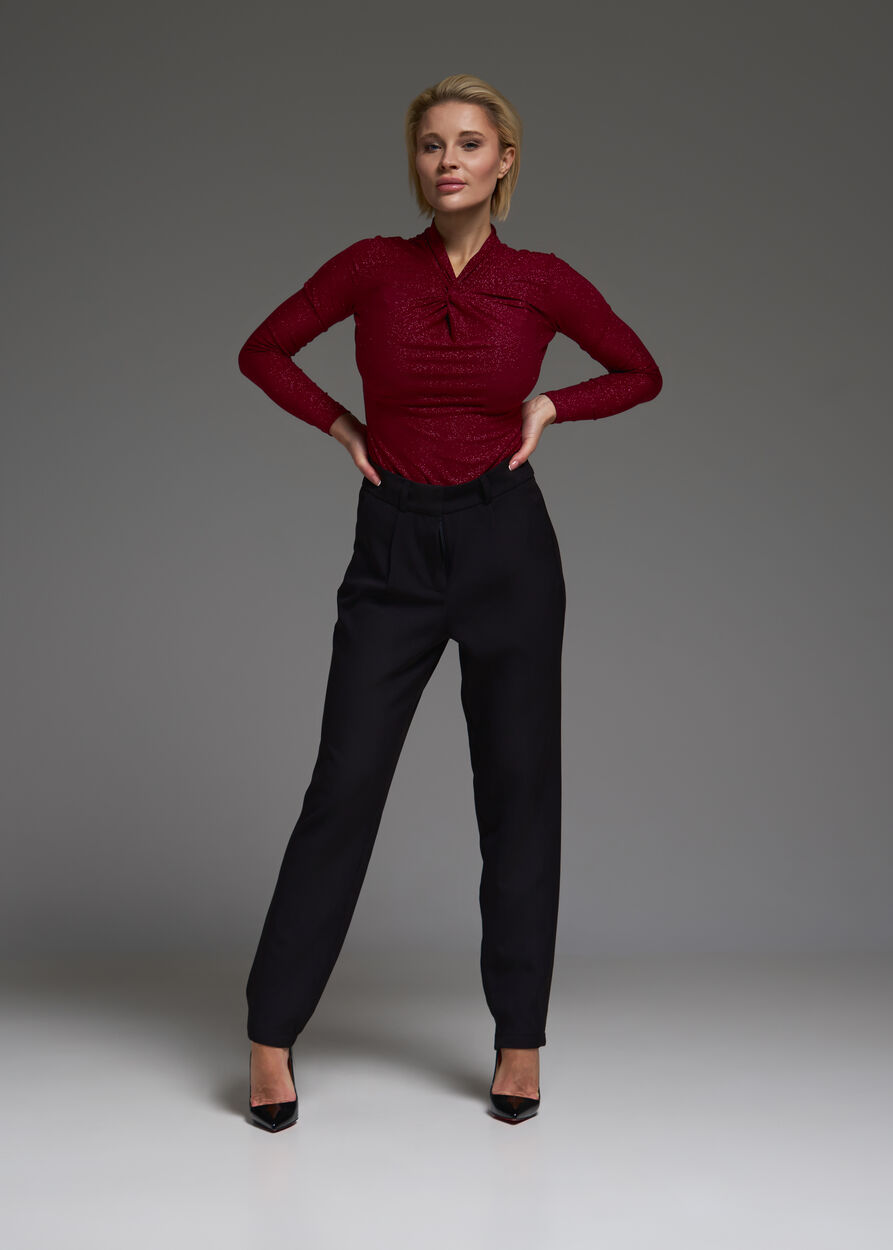 Csavart nyakú lurex felső