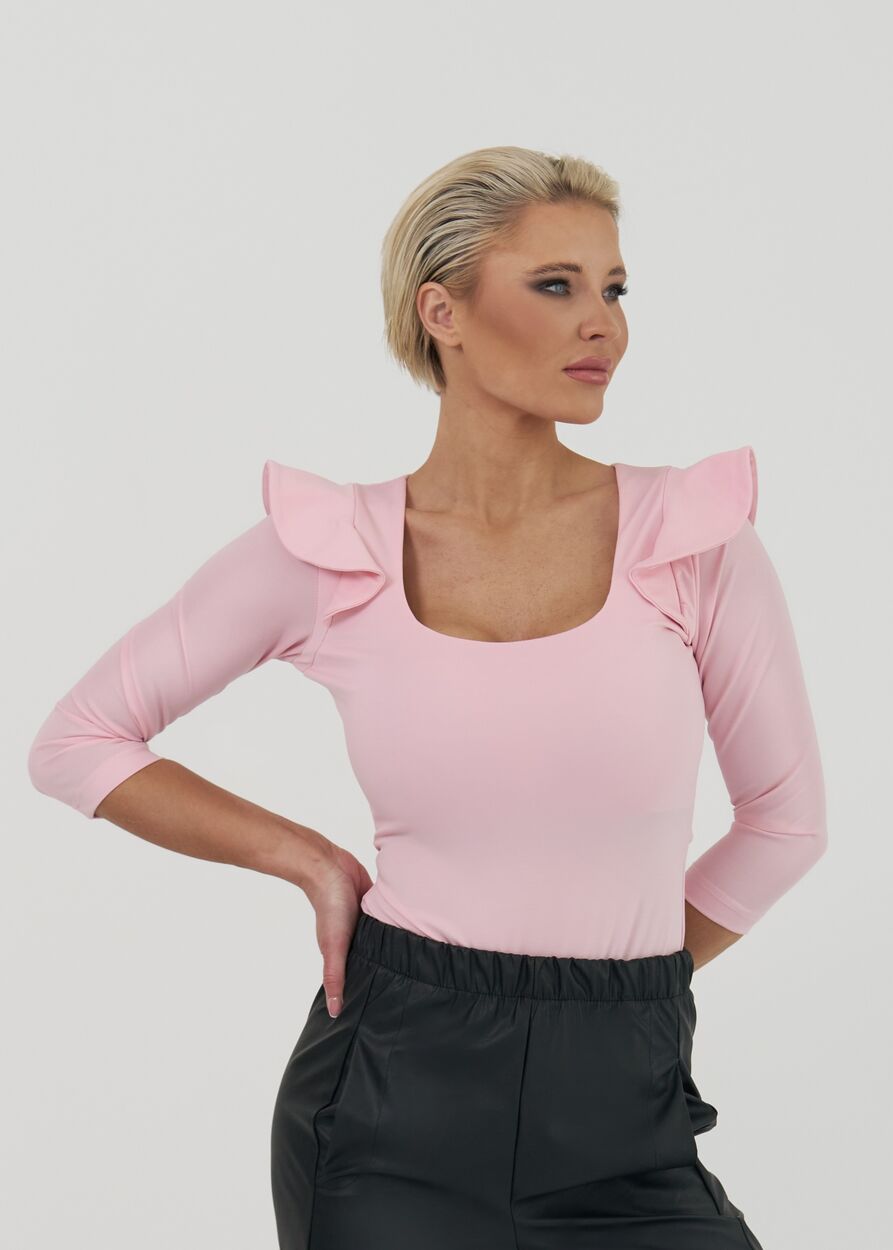 Fodros vállú dekoltált body