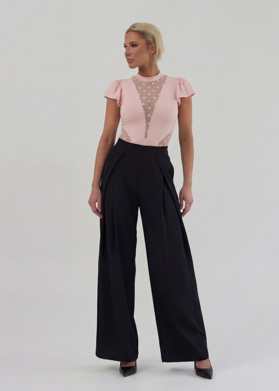 Pöttyös necc betéttel dekoltált body