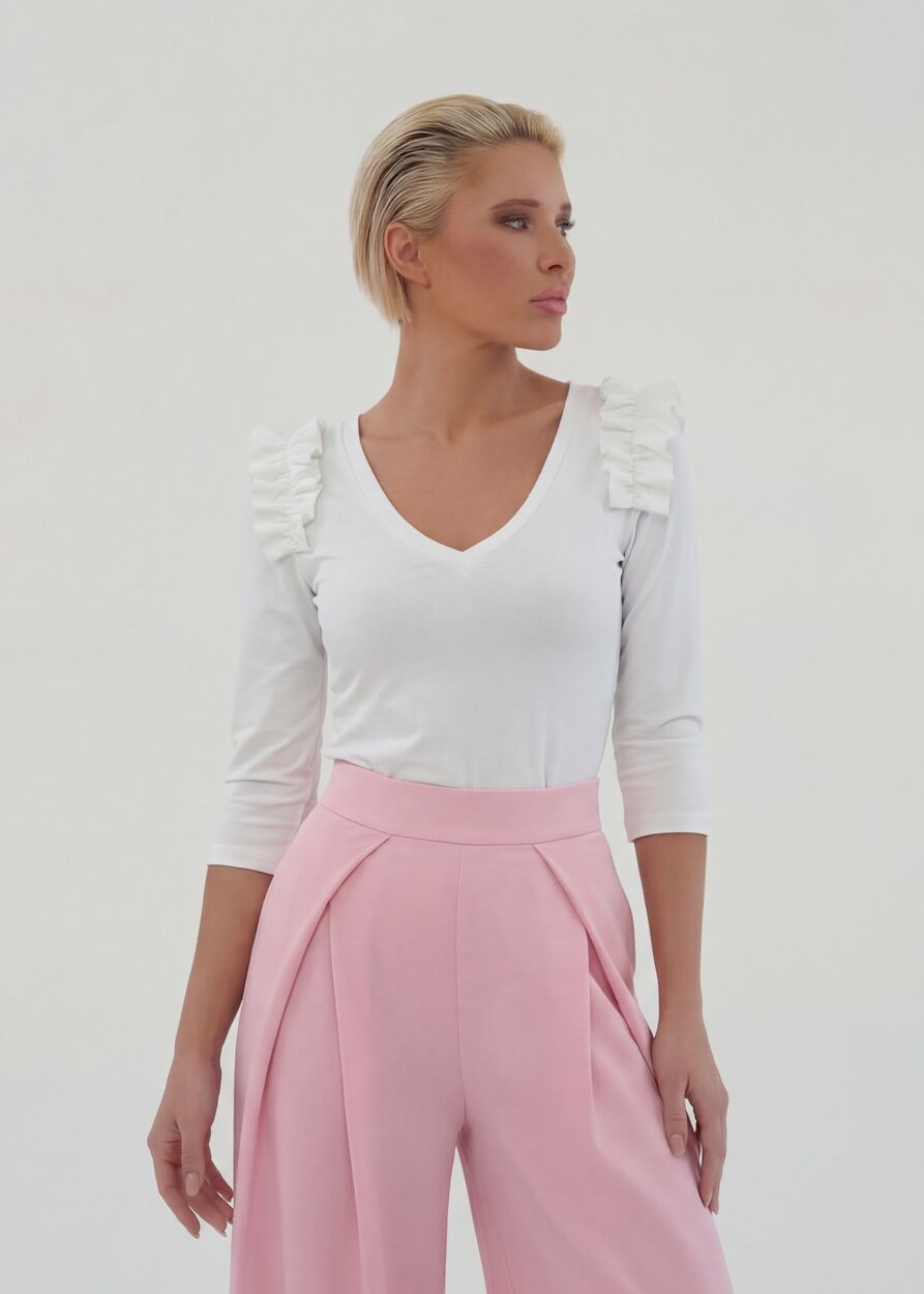 Dupla fodros vállú pamut hatású felső