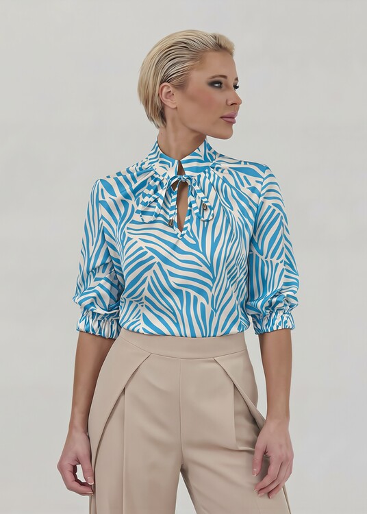 Megkötős állatmintás blúz