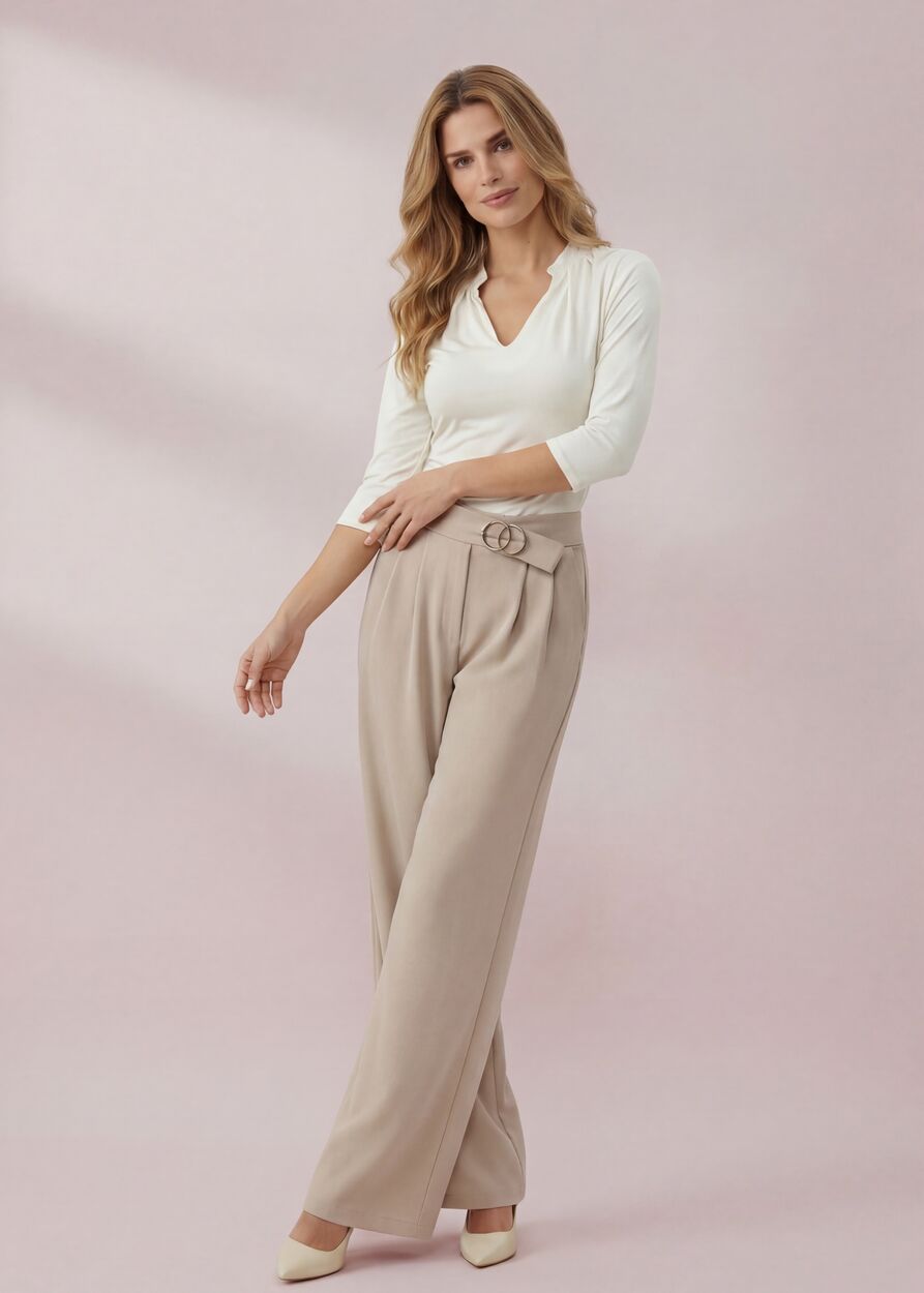 Magasított derekú kellékes nadrág