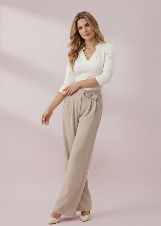 Magasított derekú kellékes nadrág