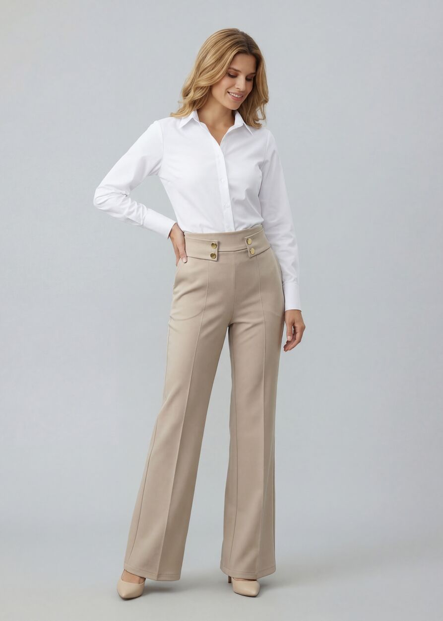 Magas derekú díszgombos nadrág