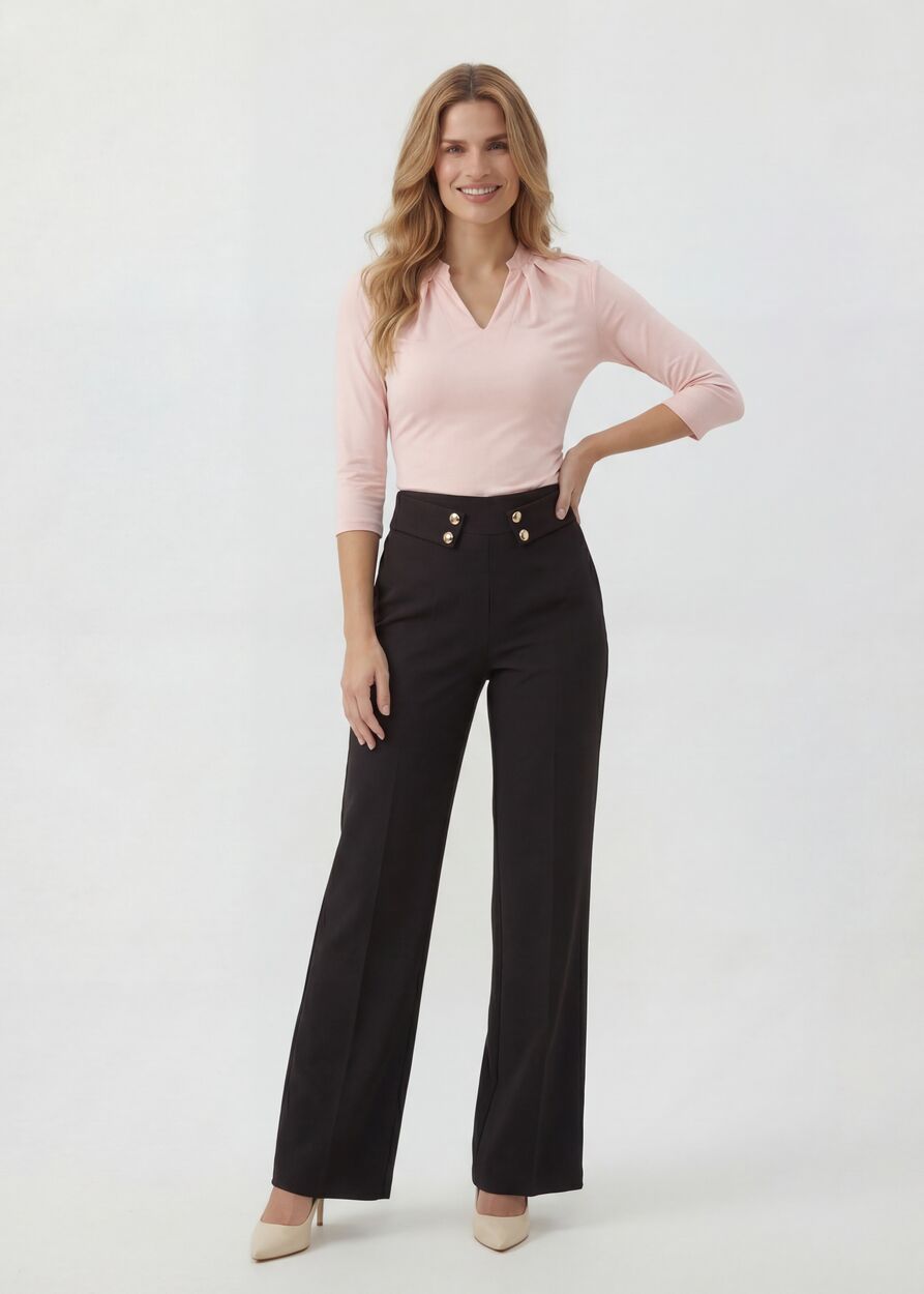 Magas derekú díszgombos nadrág