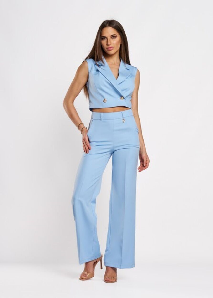 Élhajtott hátul cipzáros trapéznadrág