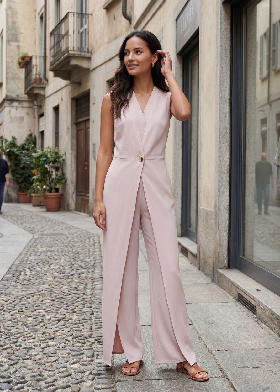 Elől lapolt díszítésű overál